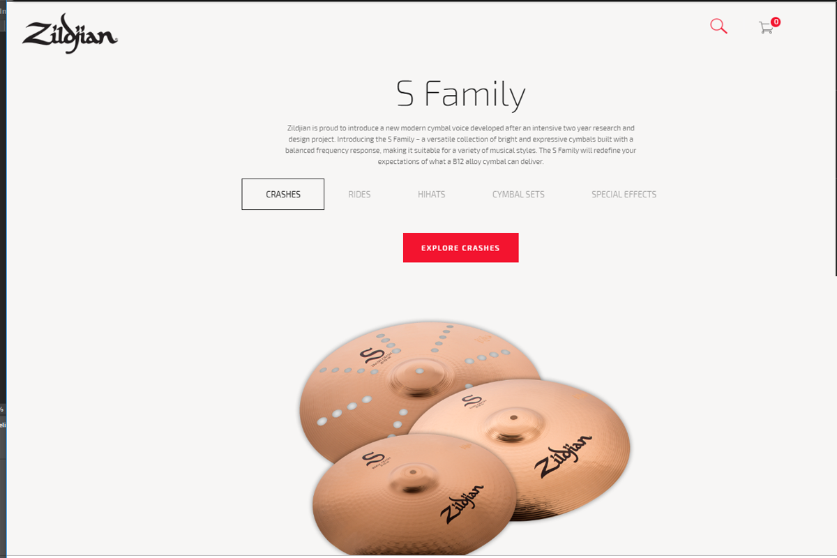 Zildjian.com Cymbal Family Landing Page